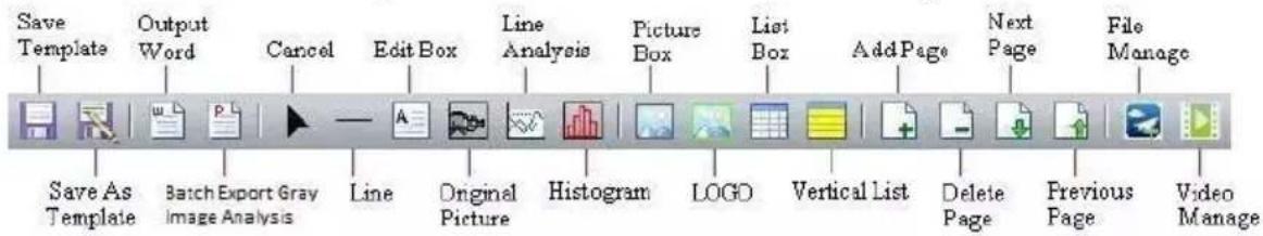 Save Template Output Word Cancel Edit Box Line Analysis Picture Box List Box Add Page Next Page File Manage Save As Template Batch Export Gray Image Analysis Line Original Picture Histogram LOGO Vertical List Delete Page Previous Page Video Manage