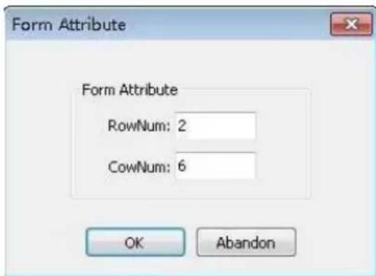Form Attribute Form Attribute RowNum: 2 CowNum: 6 OK Abandon