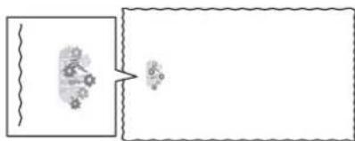 Diagram showing a wavy line with a small molecular structure and a separate rectangular box containing a small molecule, likely illustrating a chemical or physical process.