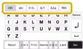 ABC abc 0-9... &71 A&A R&N A B C D E F G H Delete I J K L M N O P Q R S T U V W X Y Z Return List Array Spacing Enter A.A.N Set