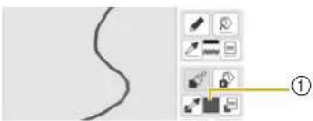 Diagram showing a curved line with tool icons and a numbered label pointing to a folder icon.