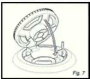 Technical line drawing of a mechanical assembly with a central component and base (no text or symbols)