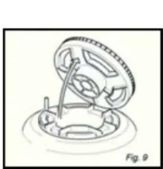 Technical line drawing of a mechanical assembly with a central component and surrounding components (no text or symbols)