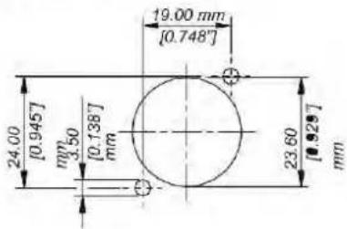 19.00 mm [0.748°] 24.00 [0.945°] mm 3.50 [0.138°] mm 23.60 [0.928°] mm