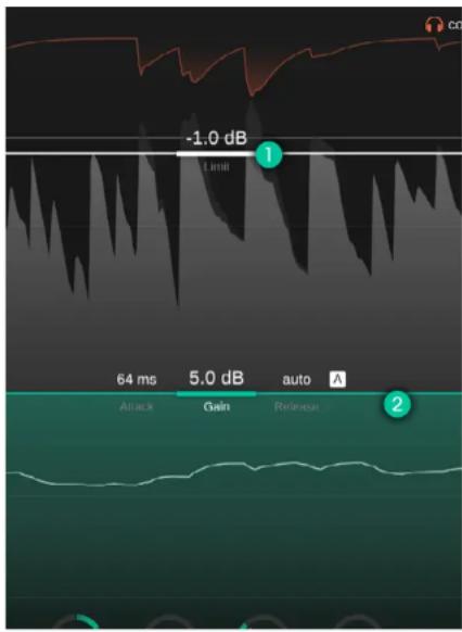 -1.0 dB Limit 64 ms 5.0 dB auto A Attack Gain Release 2