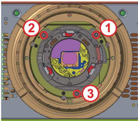 Technical diagram of a mechanical assembly with numbered components, likely a valve or actuator assembly.