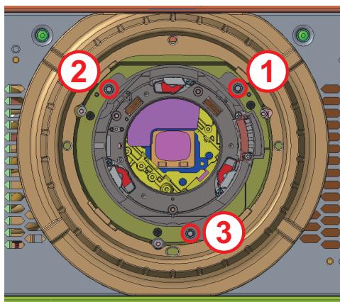 Technical diagram of a mechanical assembly with numbered components, likely a motor or gear assembly.