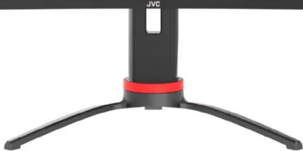 Close-up of a black JVC hover head with red accent band (no text or symbols visible)