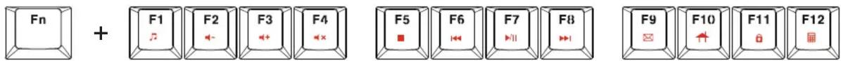 Fn + F1 F2 F3 F4 F5 F6 F7 F8 F9 F10 F11 F12
