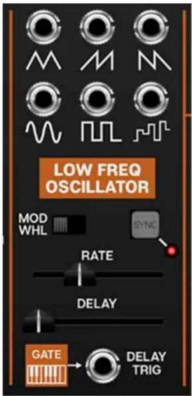 LOW FREQ OSCILLATOR MOD WHL SYNC RATE DELAY GATE → DELAY TRIG