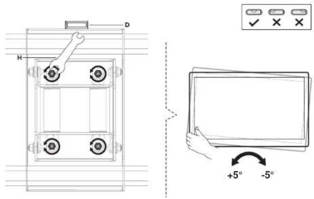 Technical diagram showing a mechanical device with labeled components and a schematic view of its screen orientation.
