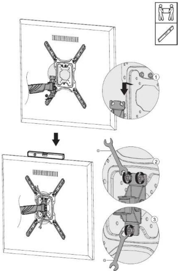 Technical diagram illustrating the assembly of a mechanical component with labeled parts and steps