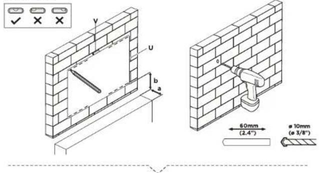 ✓ × × y U b a 60mm (2.4") 10mm (ø 3/8")