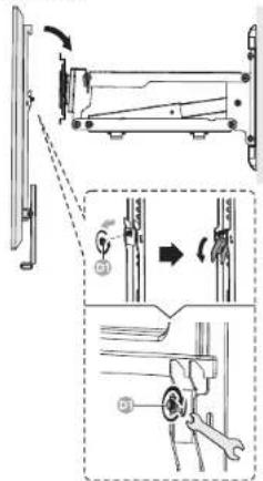 Technical diagram showing mechanical assembly steps with labeled components and directional arrows