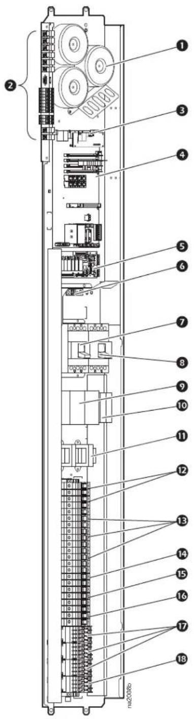 Technical diagram of an electronic device with numbered components, likely a control panel or module layout.
