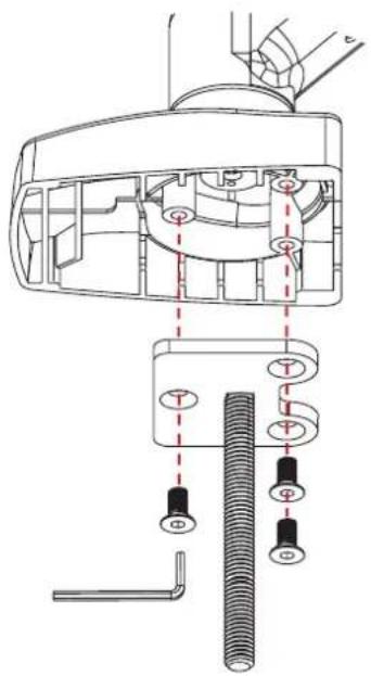 Technical diagram of a mechanical assembly with labeled parts and connection points