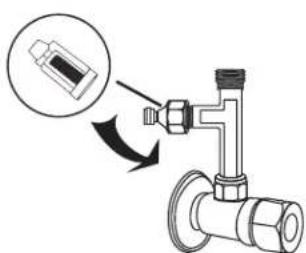 Diagram showing a pipe fitting with a magnified inset of a component, likely illustrating a mechanical or electrical assembly.