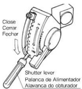 Close Cerrar Fechar Shutter lever Palanca de Alimentador Alavanca do obturador
