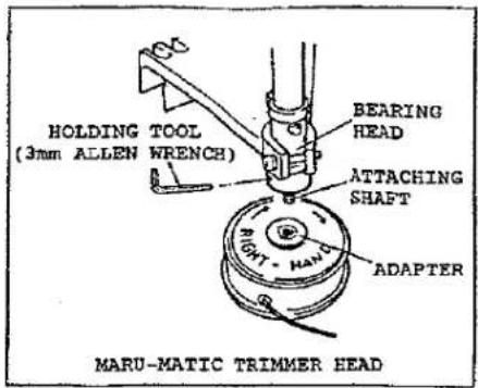 HOLDING TOOL (3mm ALLEN WRENCH) BEARING HEAD ATTACHING SHAFT RIGHT - HAN ADAPTER MARU-MATIC TRIMMER HEAD