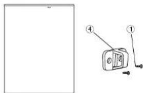 Diagram showing a device with labeled parts ① and ④, alongside a blank rectangular panel.