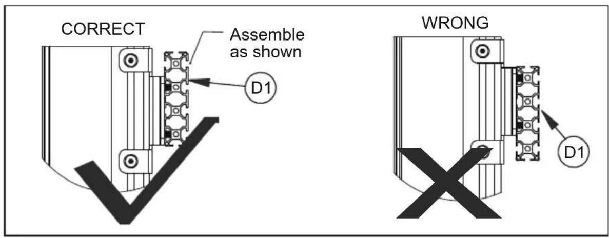 CORRECT Assemble as shown D1 WRONG D1