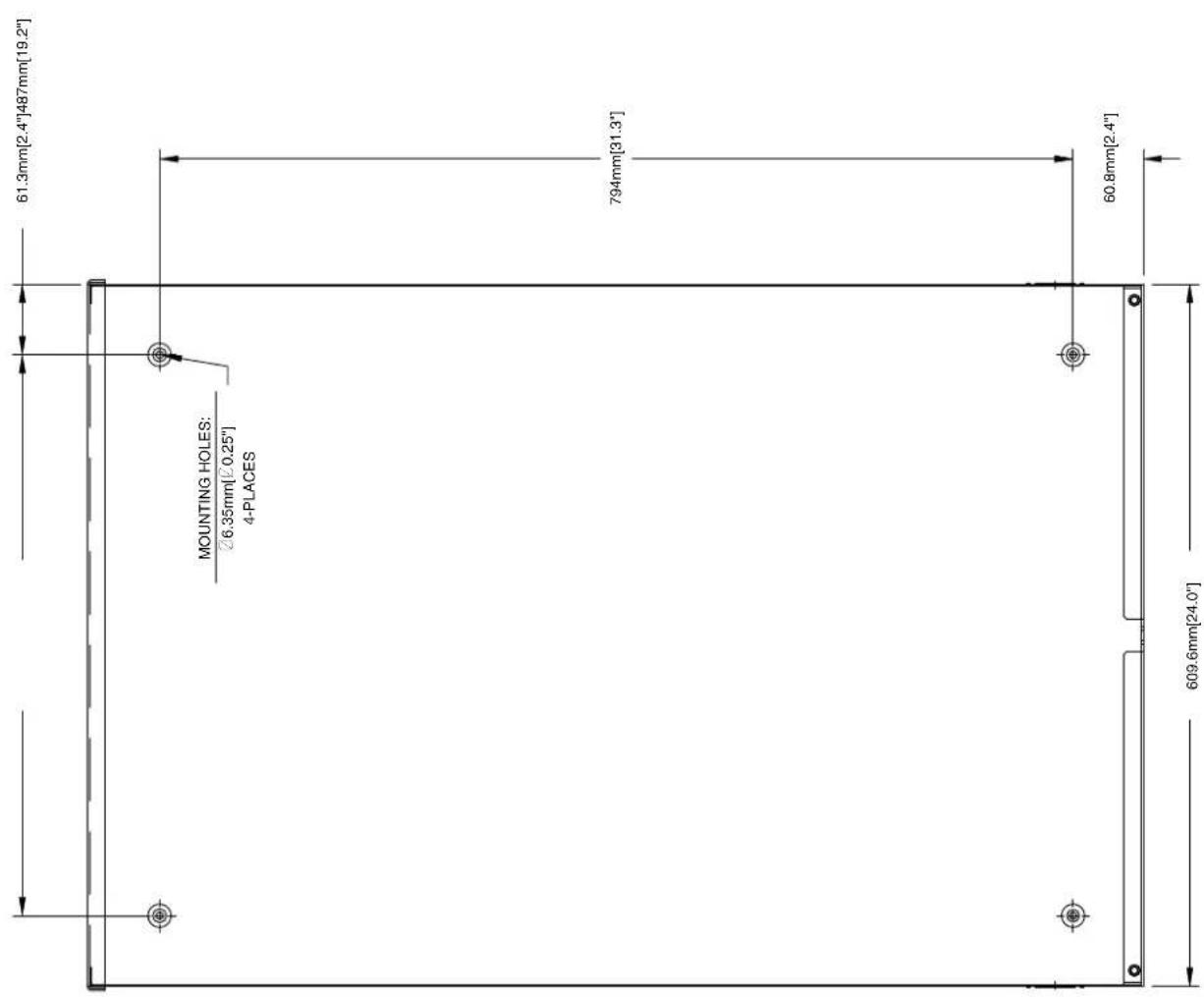 61.3mm[2.4"]487mm[19.2"] MOUNTING HOLES: Ø6.35mm[Ø0.25"] 4-PLACES 794mm[31.3"] 60.8mm[2.4"] 609.6mm[24.0"]