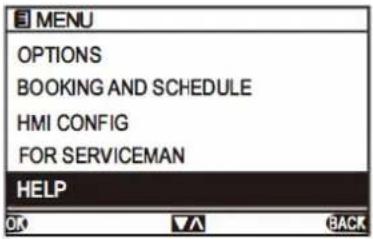 MENU OPTIONS BOOKING AND SCHEDULE HMI CONFIG FOR SERVICEMAN HELP