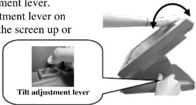 Tilt adjustment lever ment lever. tment lever on the screen up or