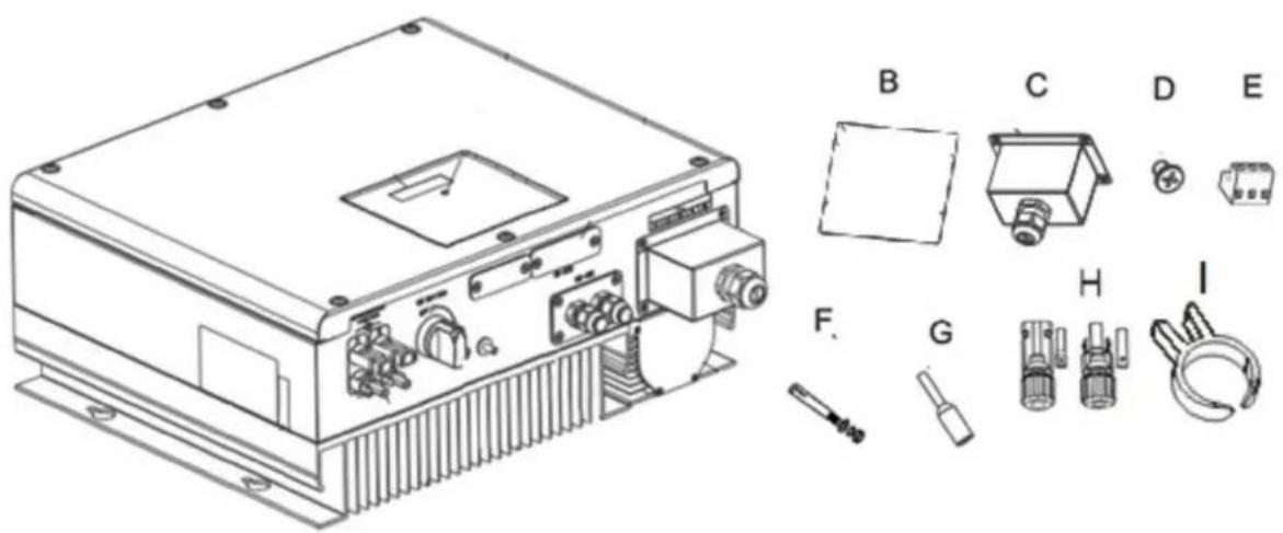 Technical diagram of an electronic device with labeled components and exploded view