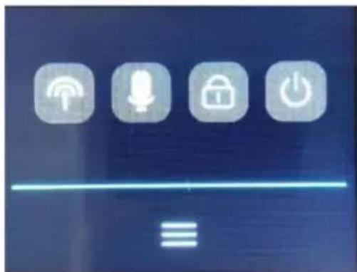 Mobile phone status bar with four icons: Wi-Fi, microphone, lock, and power button