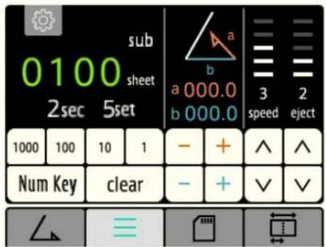 0100 sub sheet 2sec 5set a 000.0 b 000.0 3 speed 2 eject 1000 100 10 1 Num Key clear - + - + ^ ^ ✓ ✓
