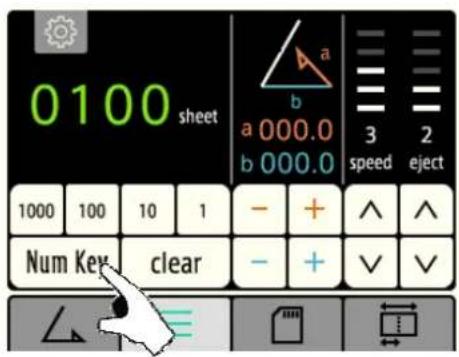 0100 sheet a 000.0 b 000.0 3 speed 2 eject 1000 100 10 1 Num Key clear - + + - + ✓ ✓