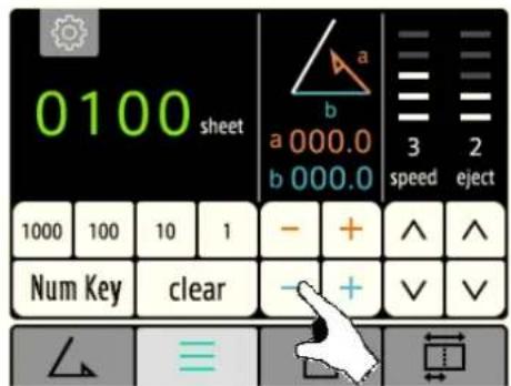 0100 sheet a 000.0 b 000.0 3 speed 2 eject 1000 100 10 1 Num Key clear - + ^ ^ - + ✓ ✓ ✓ =