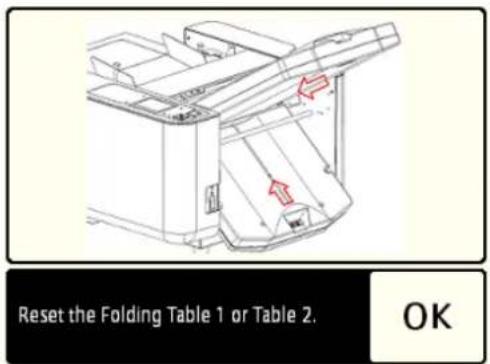 Reset the Folding Table 1 or Table 2. OK