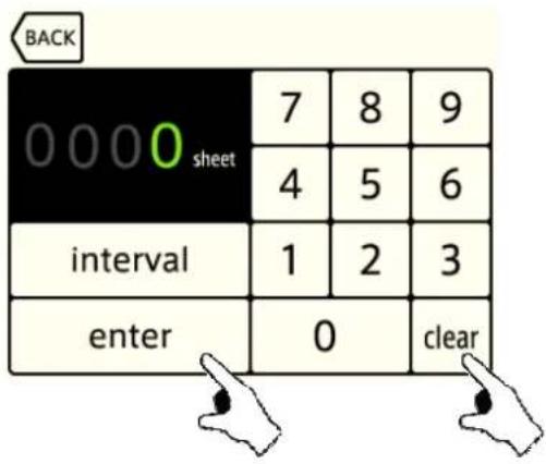 0 0 0 0 sheet 7 8 9 4 5 6 interval 1 2 3 enter 0 clear