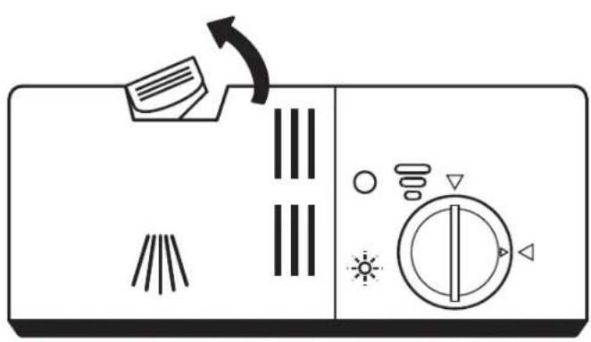 Diagram of a refrigerator control panel with icons for lighting, ventilation, and indicator lights