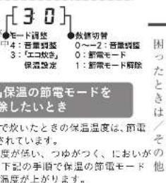 Tiger JPW-Y180 - 音量調整のしかた/「エコ炊き」保温の節電モードの解除のしかた - 1
