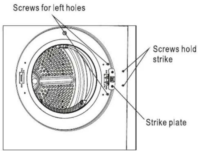 Screws for left holes Screws hold strike Strike plate