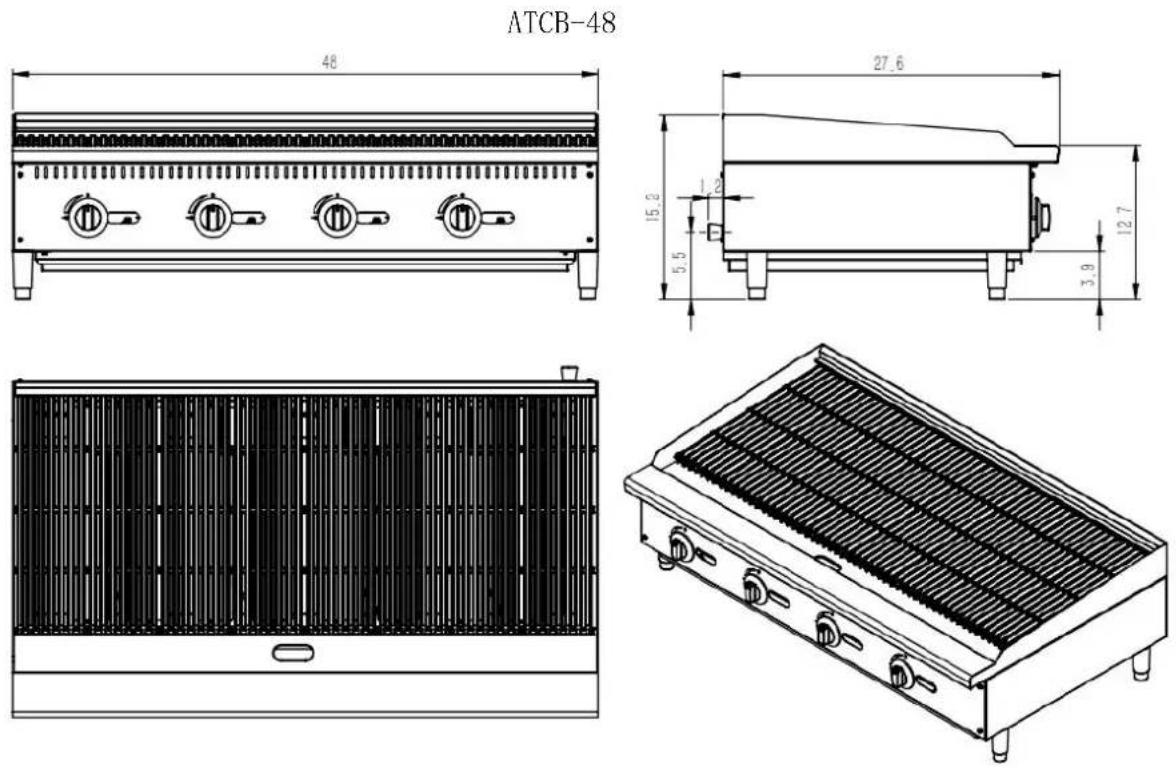 Atosa ATCB-48 - 4.1、Outline Dimensions(in) ^* - 9