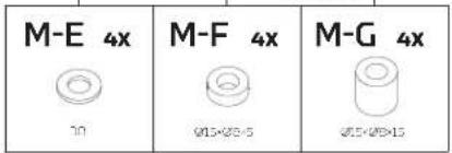 M-E 4x 10 M-F 4x Ø15ר25 M-G 4x Ø25ר35