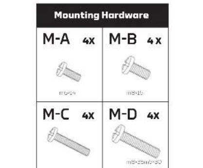 Mounting Hardware M-A 4x m=14 M-B 4x m=16 M-C 4x m=25m=30 M-D 4x m=25m=30