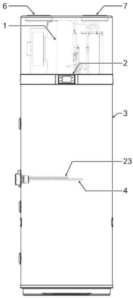 Technical diagram of a device with numbered components, likely an enclosure or rack unit