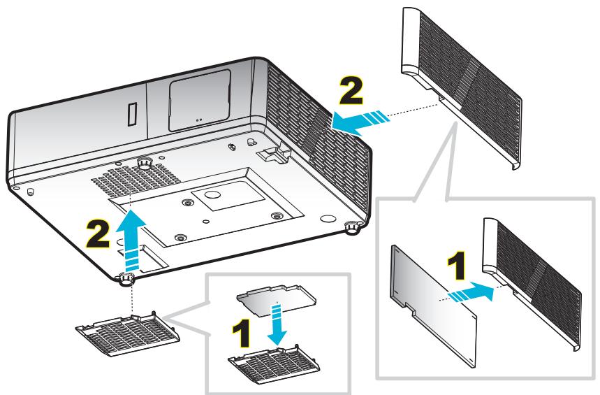 OPTOMA ZU506 - Installer et nettoyer le filtre à poussière - 1