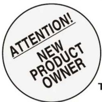 ATTENTION! NEW PRODUCT OWNER