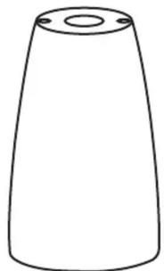 Simple line drawing of a conical frustum with two circular holes (no text or symbols)