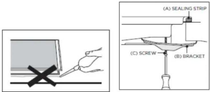 (A) SEALING STRIP (C) SCREW (B) BRACKET