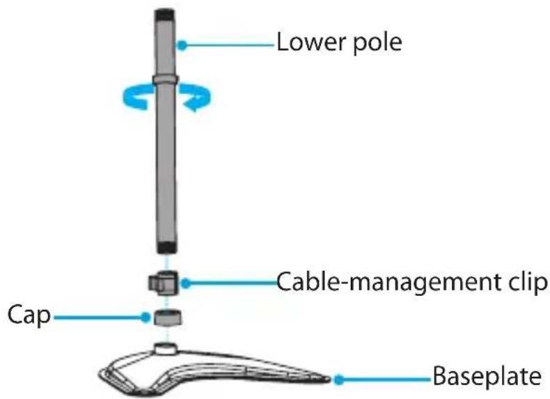 Lower pole Cable-management clip Cap Baseplate