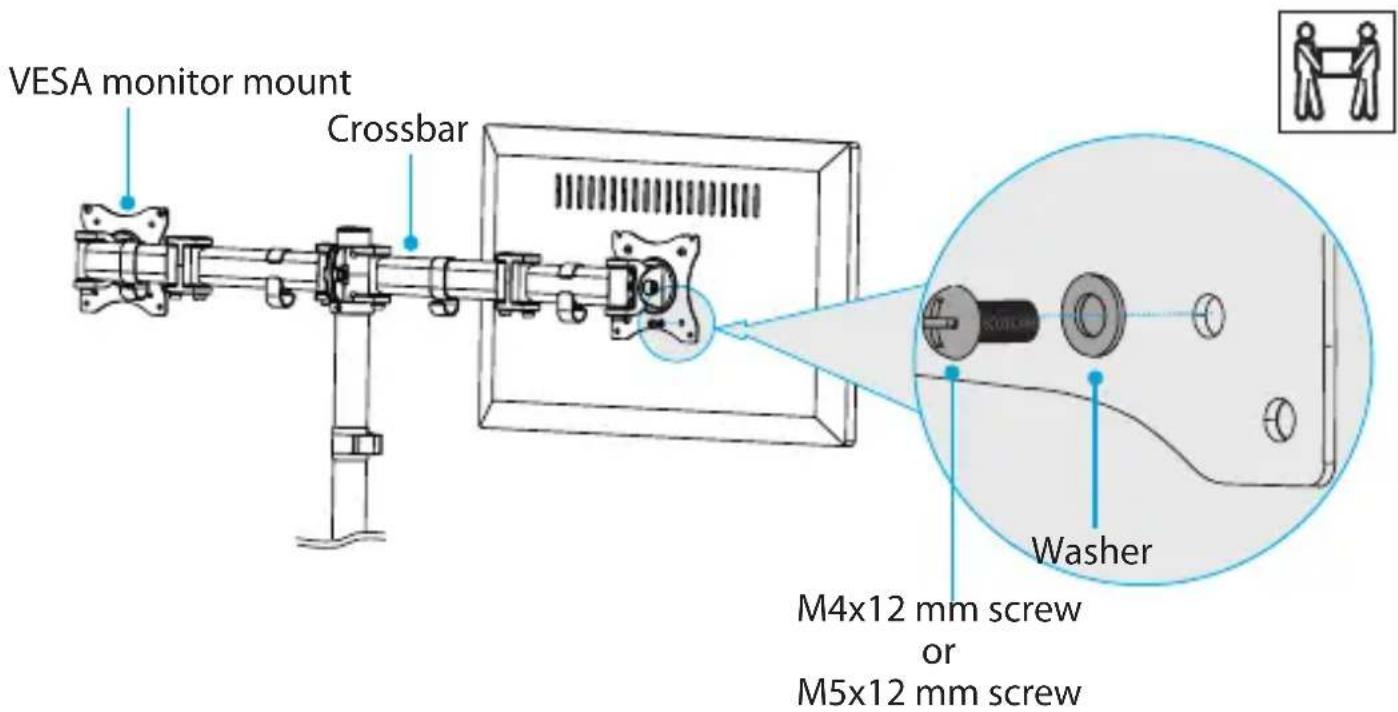VESA monitor mount Crossbar Washer M4x12 mm screw or M5x12 mm screw