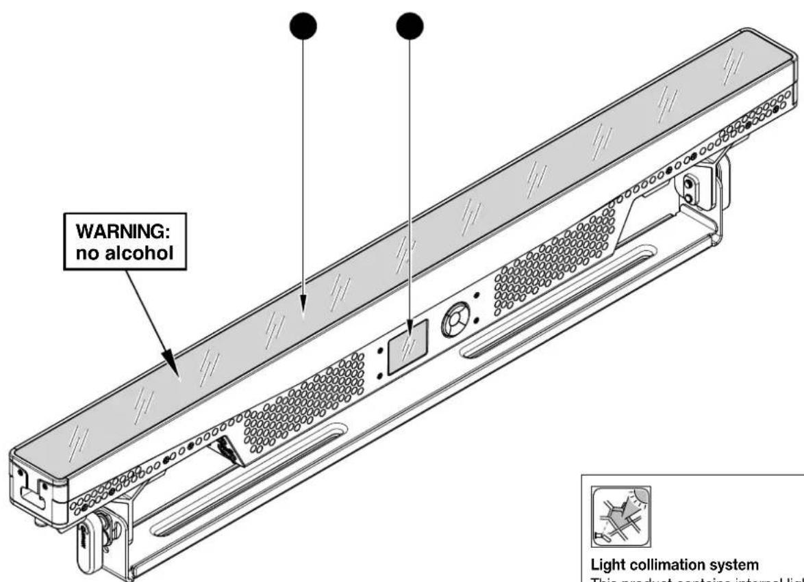 WARNING: no alcohol Light collimation system This product contains internal light