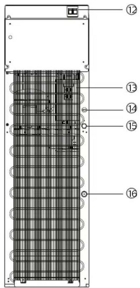 Technical diagram of a server rack with numbered components labeled 12 through 16